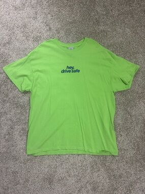 Hey, Drive Safe Green Graphic Tee -  Casual Shirt